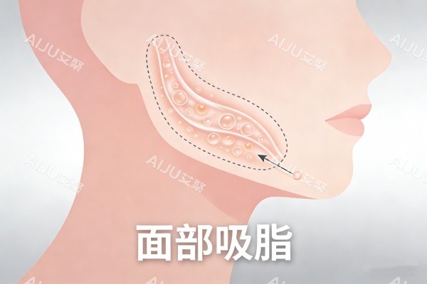 面部吸脂卡通图展示