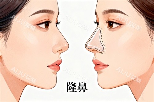 假体隆鼻前后对比图