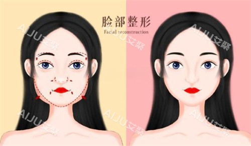 面部轮廓前后对比卡通图展示