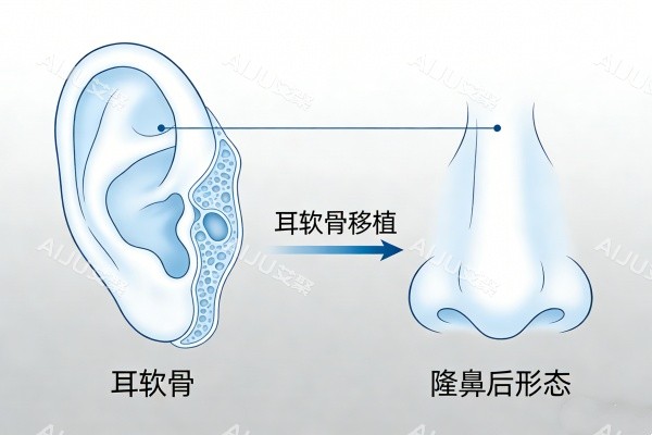 耳软骨隆鼻卡通图展示