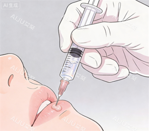 玻尿酸注射嘴唇的示意图