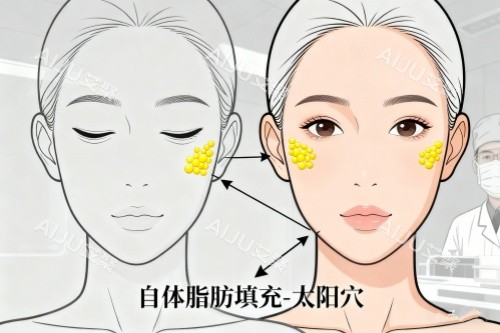 脂肪填充太阳穴卡通图